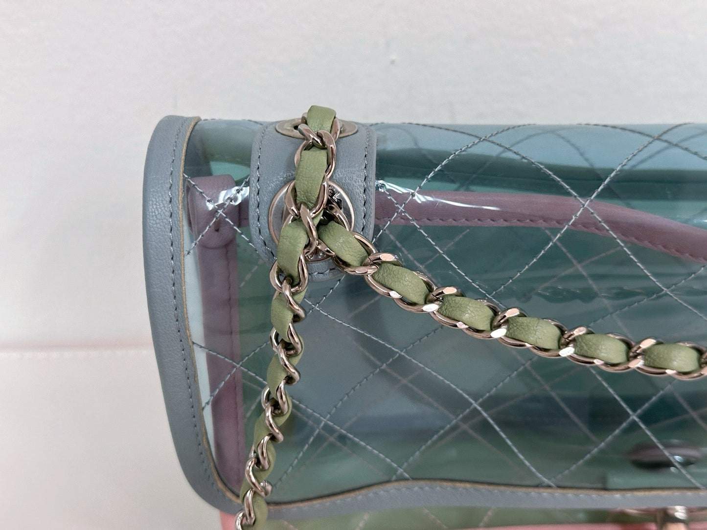 Chanel Coco Splash PVC Medium Flap Bag Pink/Blue/Green Holo card 2569