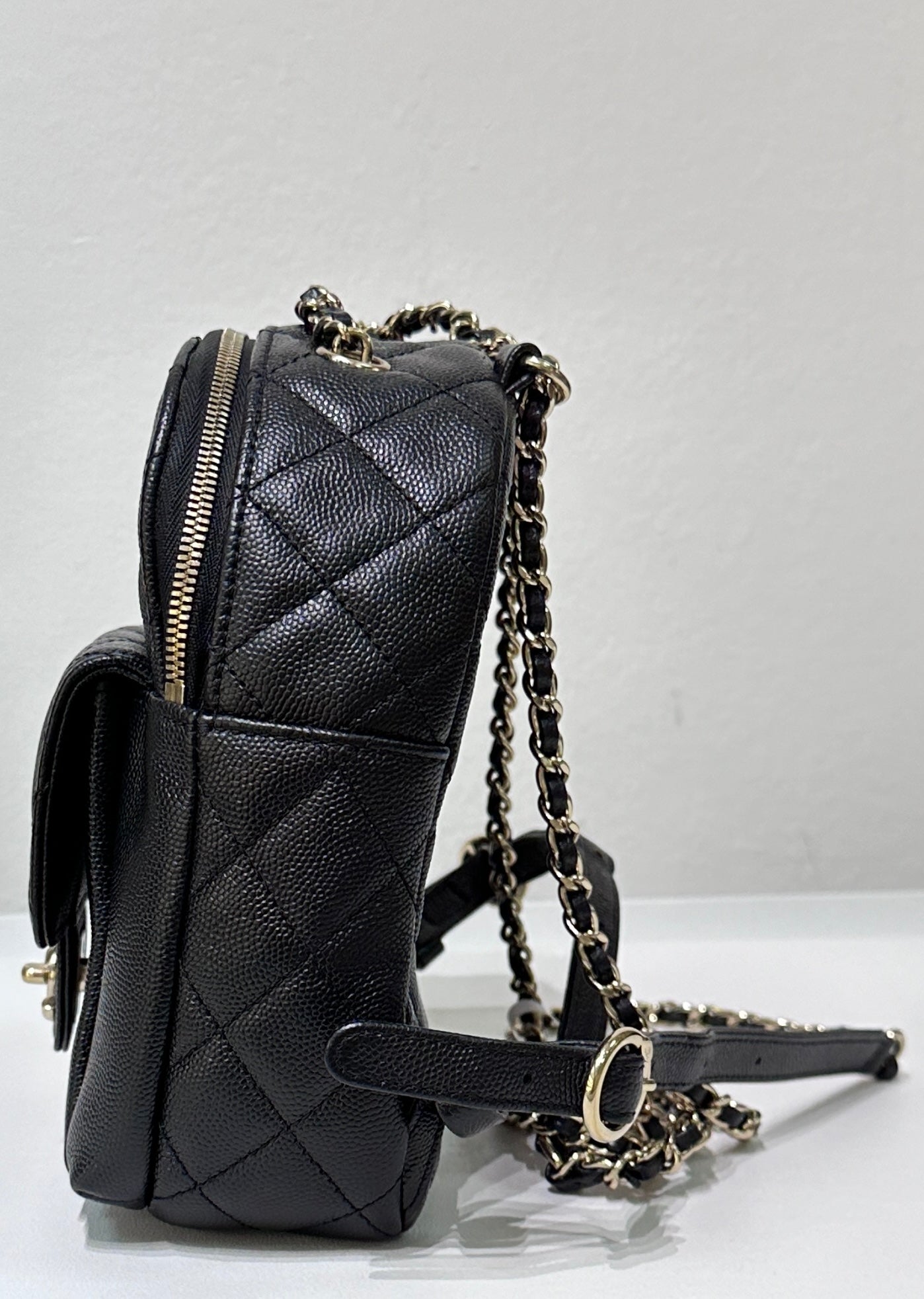 Chanel CC Day Backpack Quilted Caviar Mini