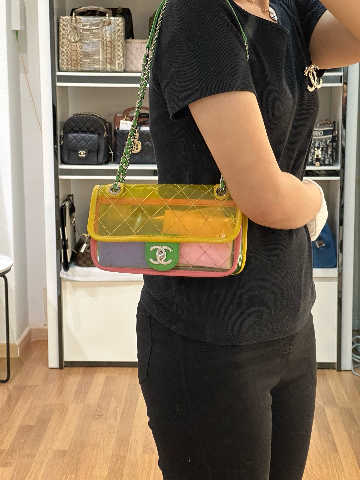 Chanel Yellow Coco Splash PVC Small Flap Bag holo 2589