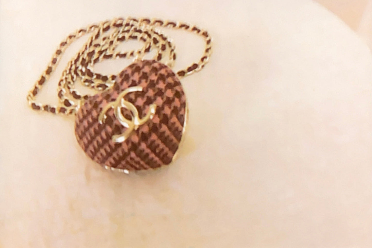 Chanel Preloved Tweed Heart Shaped Locket Minaudière Necklace