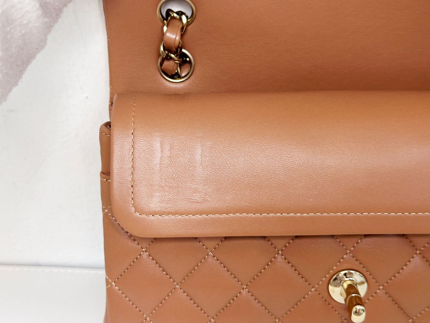 Chanel Small Lambskin Classic Double Flap Bag Dark Beige LGHW