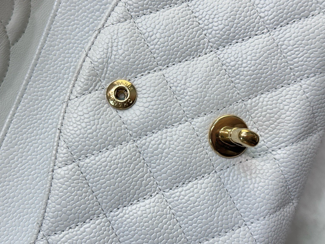 Chanel White Caviar Medium Classic 2.55 Double Flap Bag