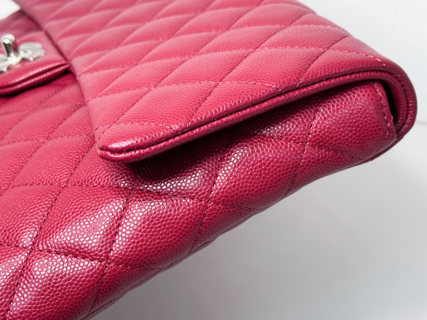 Chanel Flap Clutch Bag Red Caviar SHW 2645 holo card