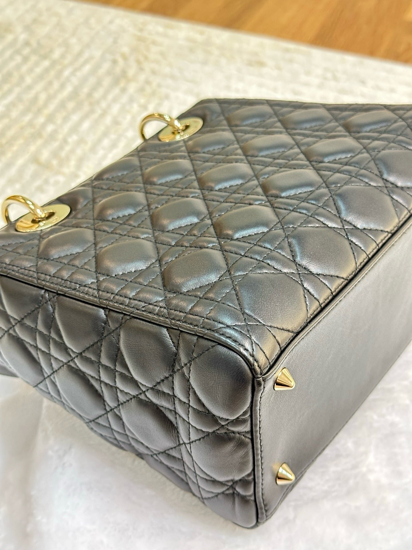 Christian Dior Lambskin Cannage Medium Lady Dior Black GHW