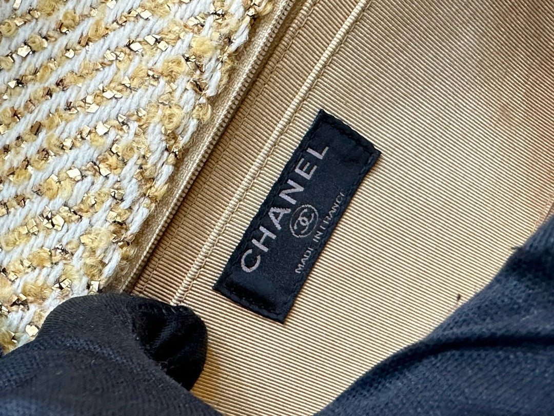 Chanel Medium Gold Tweed Single Flap Bag