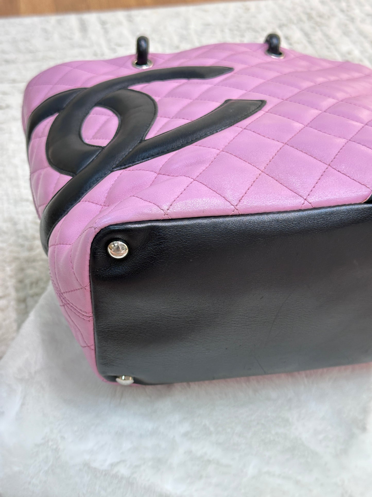 Chanel Medium Calfskin Quilted Cambon Tote Pink Black