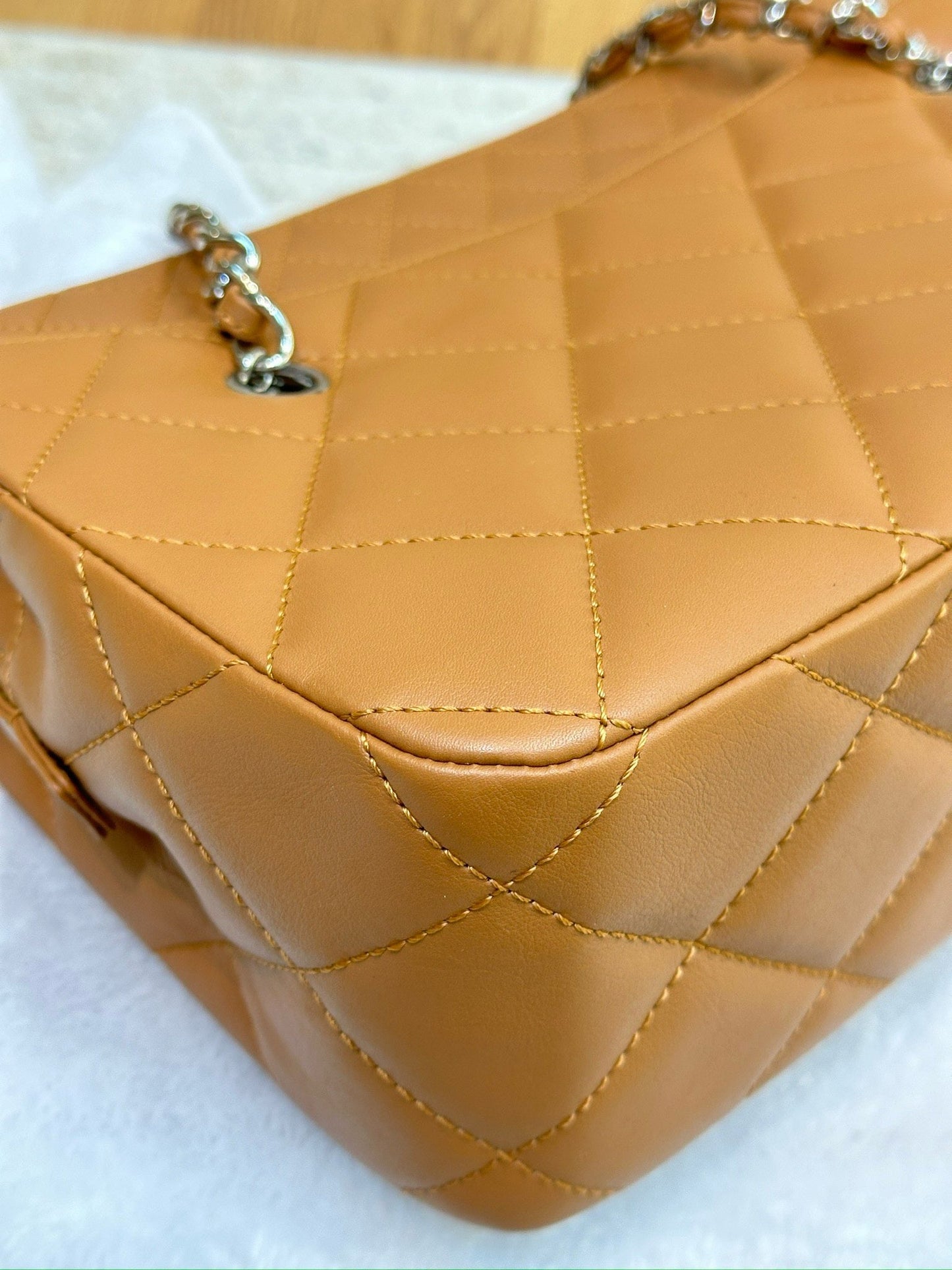 Chanel Large Quilted Leather In-The-Business Camera Bag Beige 1564 holo card