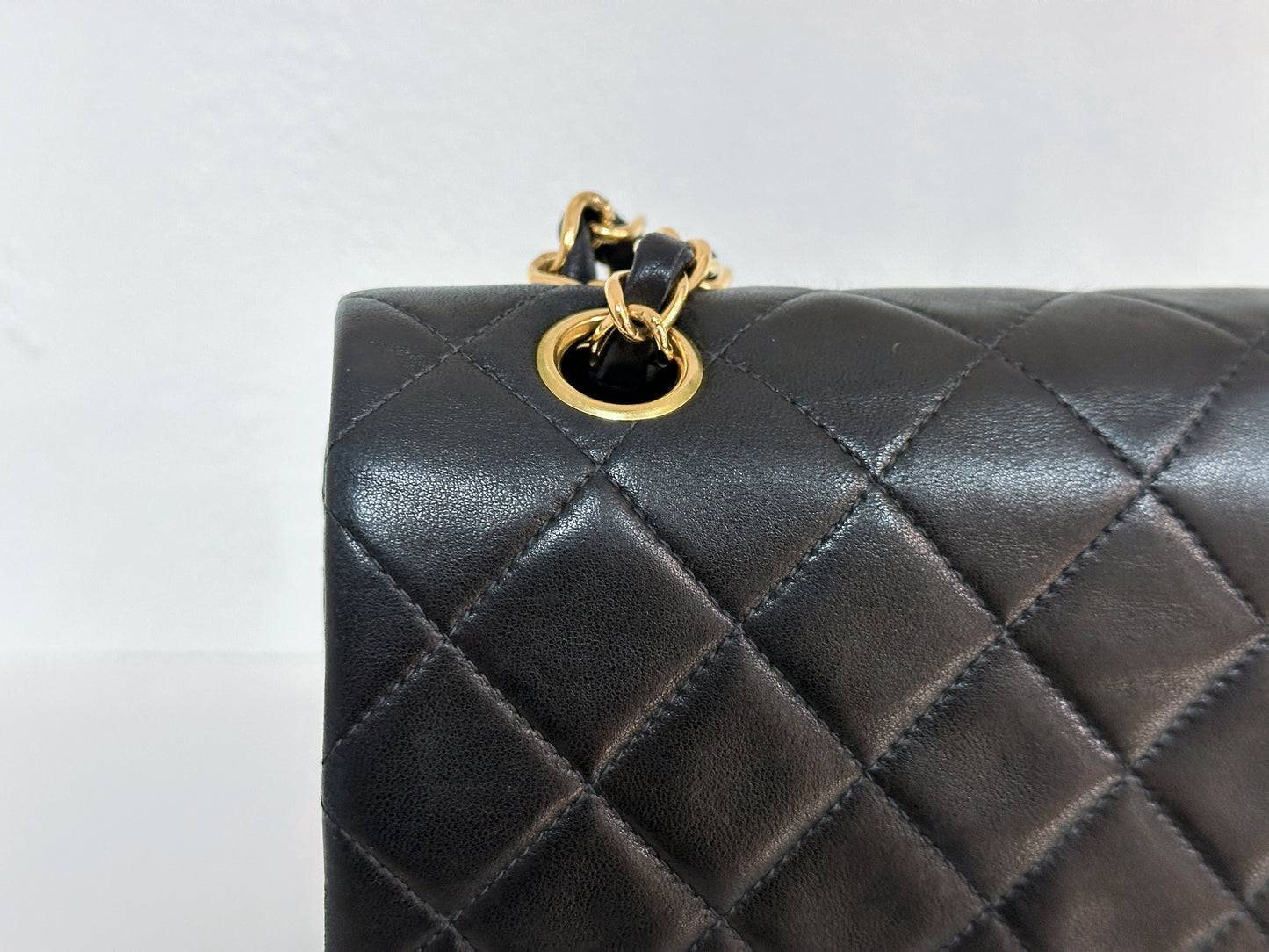 Chanel Vintage Black Quilted Lambskin Small Classic Double Flap Bag 4591 holo card