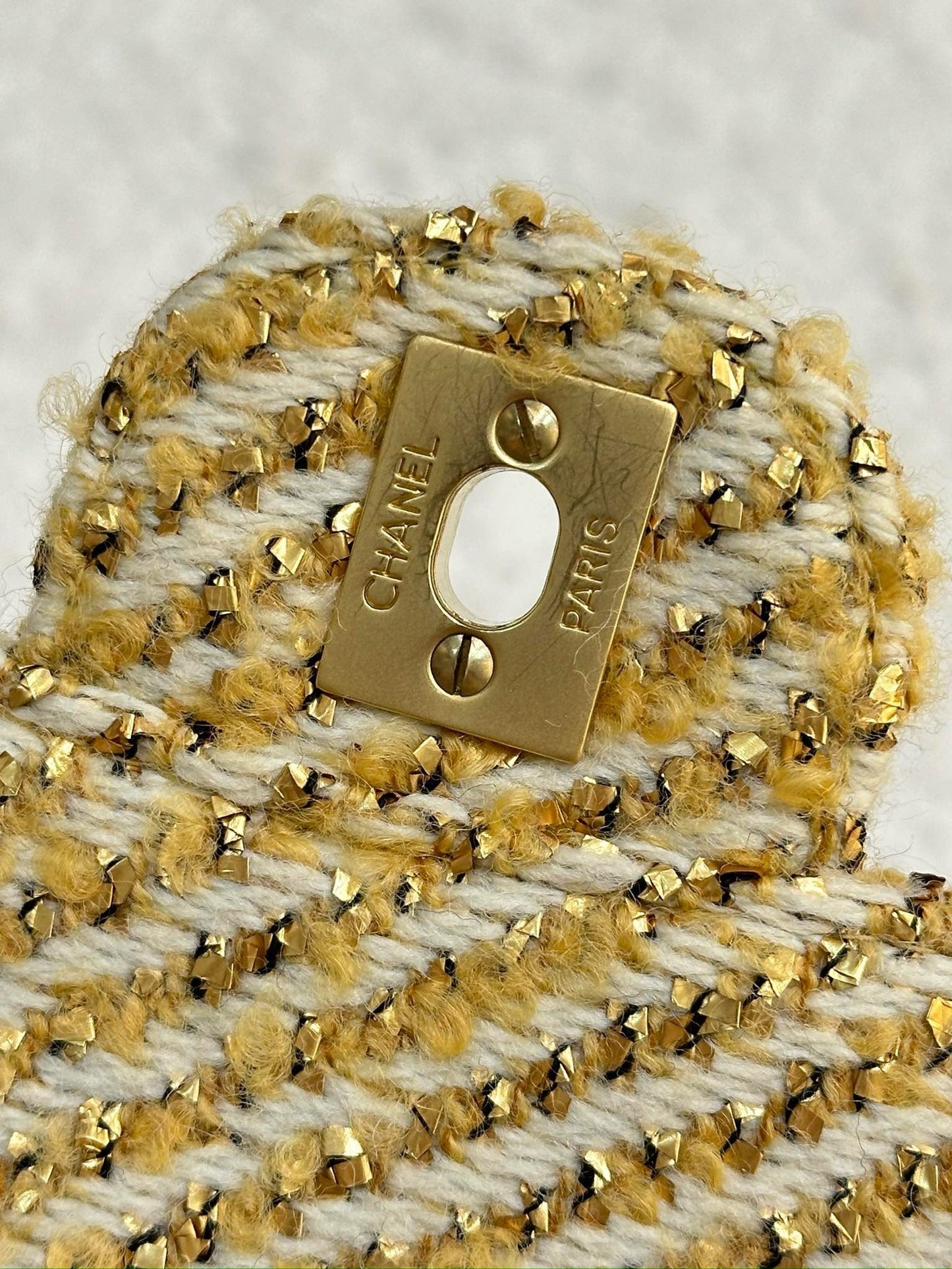 Chanel Medium Gold Tweed Single Flap Bag