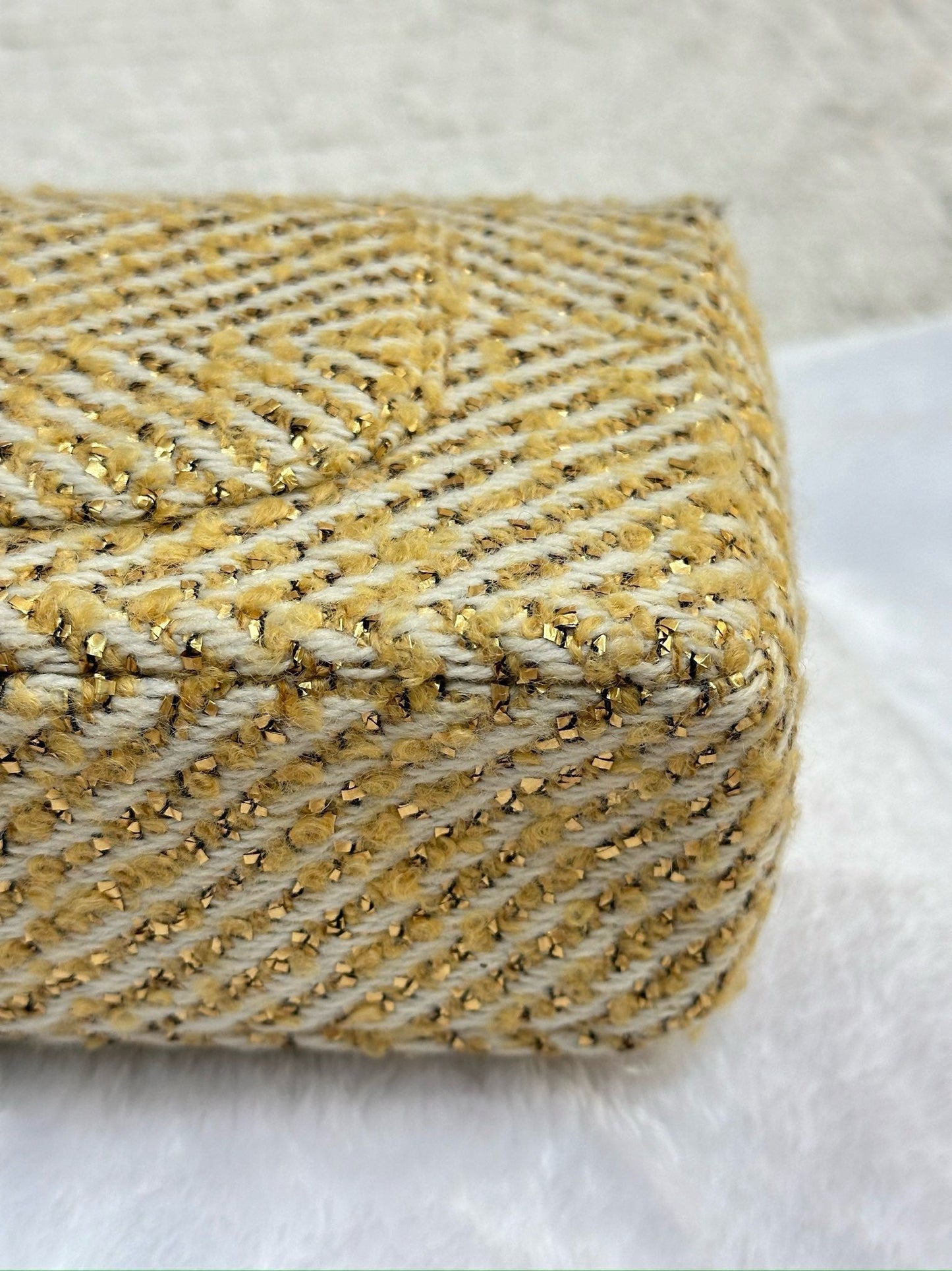 Chanel Medium Gold Tweed Single Flap Bag
