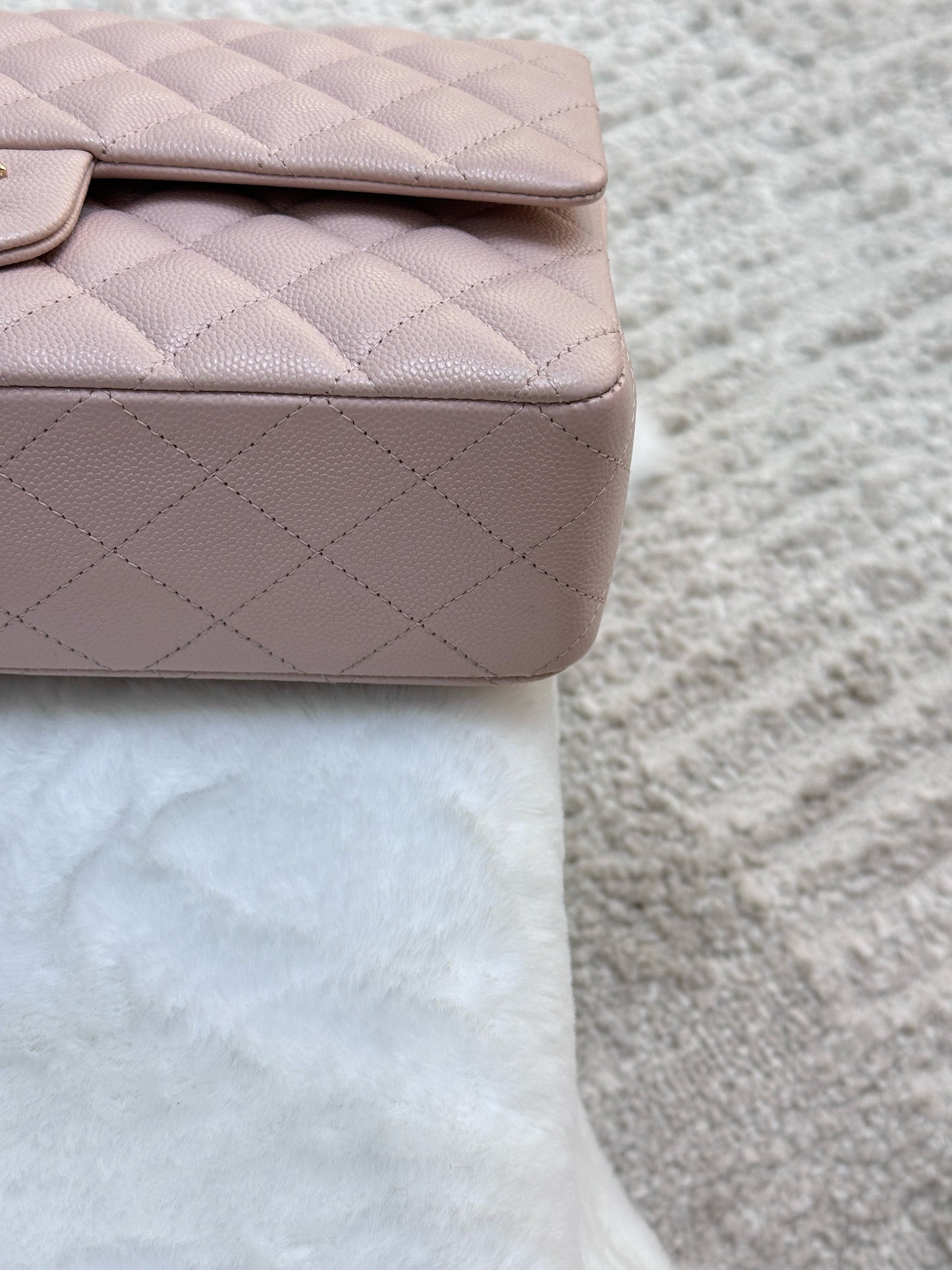 Chanel Medium Caviar Quilted Double Flap Light Pink 21C