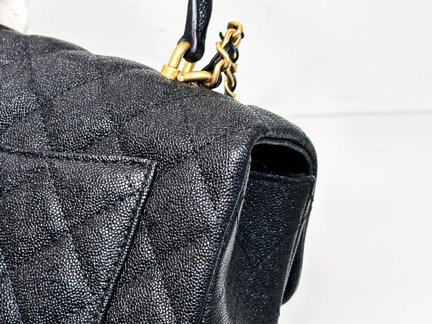 Chanel Mini Rectangular Top Handle Flap Bag Black Caviar GHW 3126 holo card