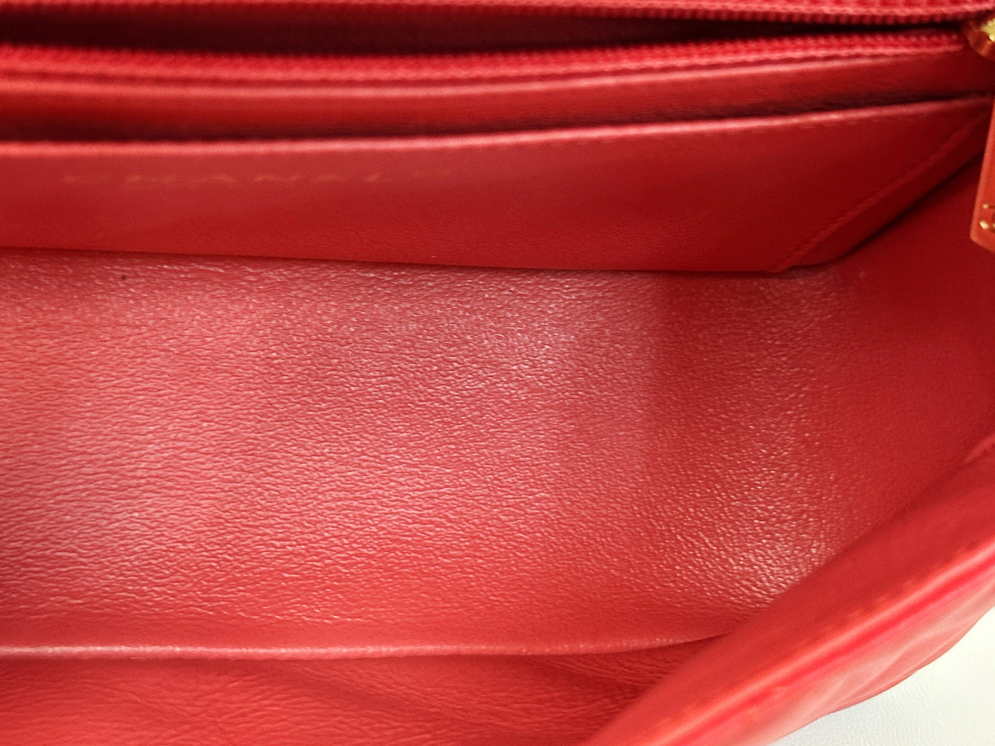 CHANEL Lambskin Quilted Mini Rectangular Flap Red 2491 holo card