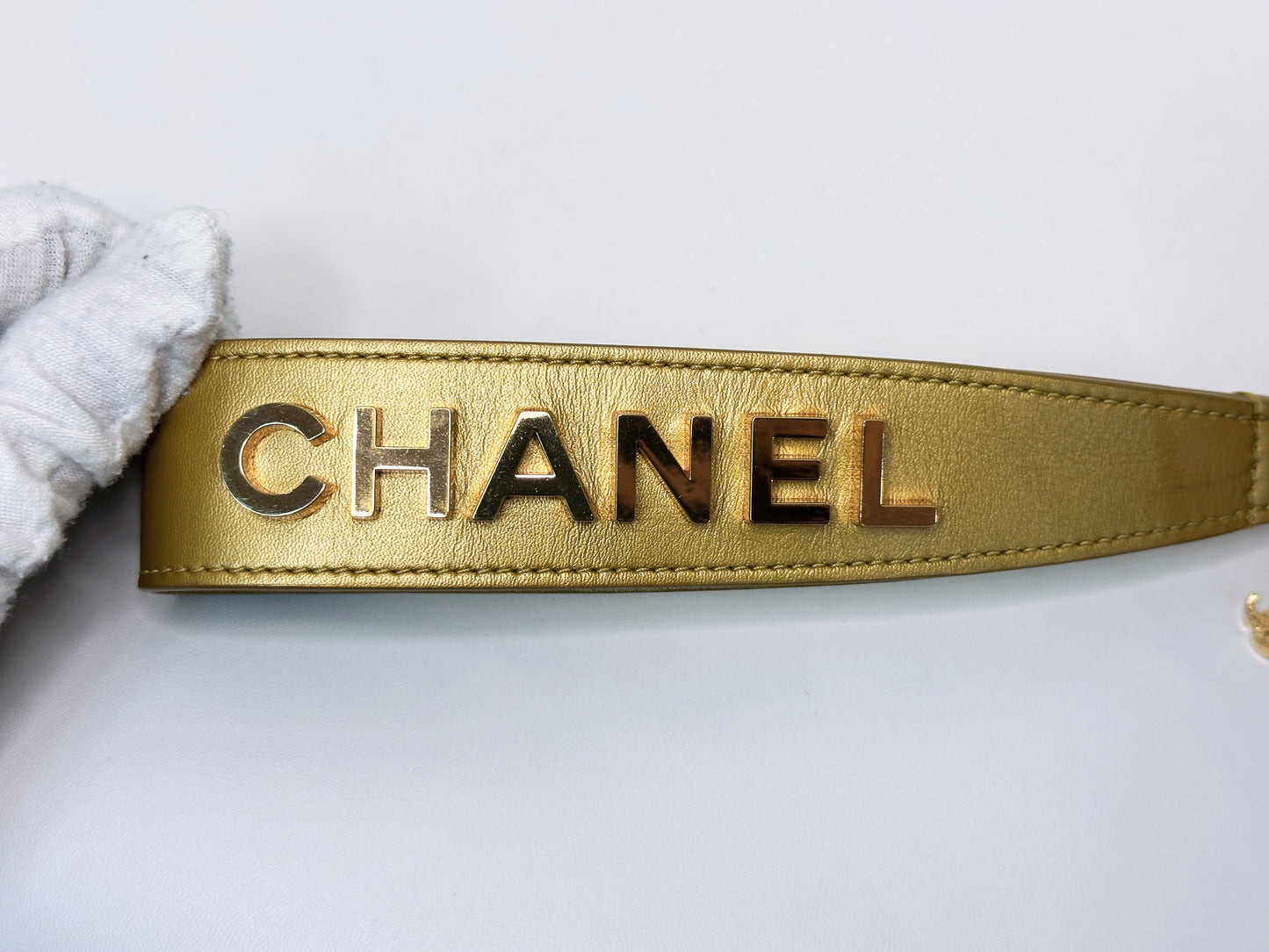 Chanel Gold Pyramid Leather Clutch Golden 2831 holo
