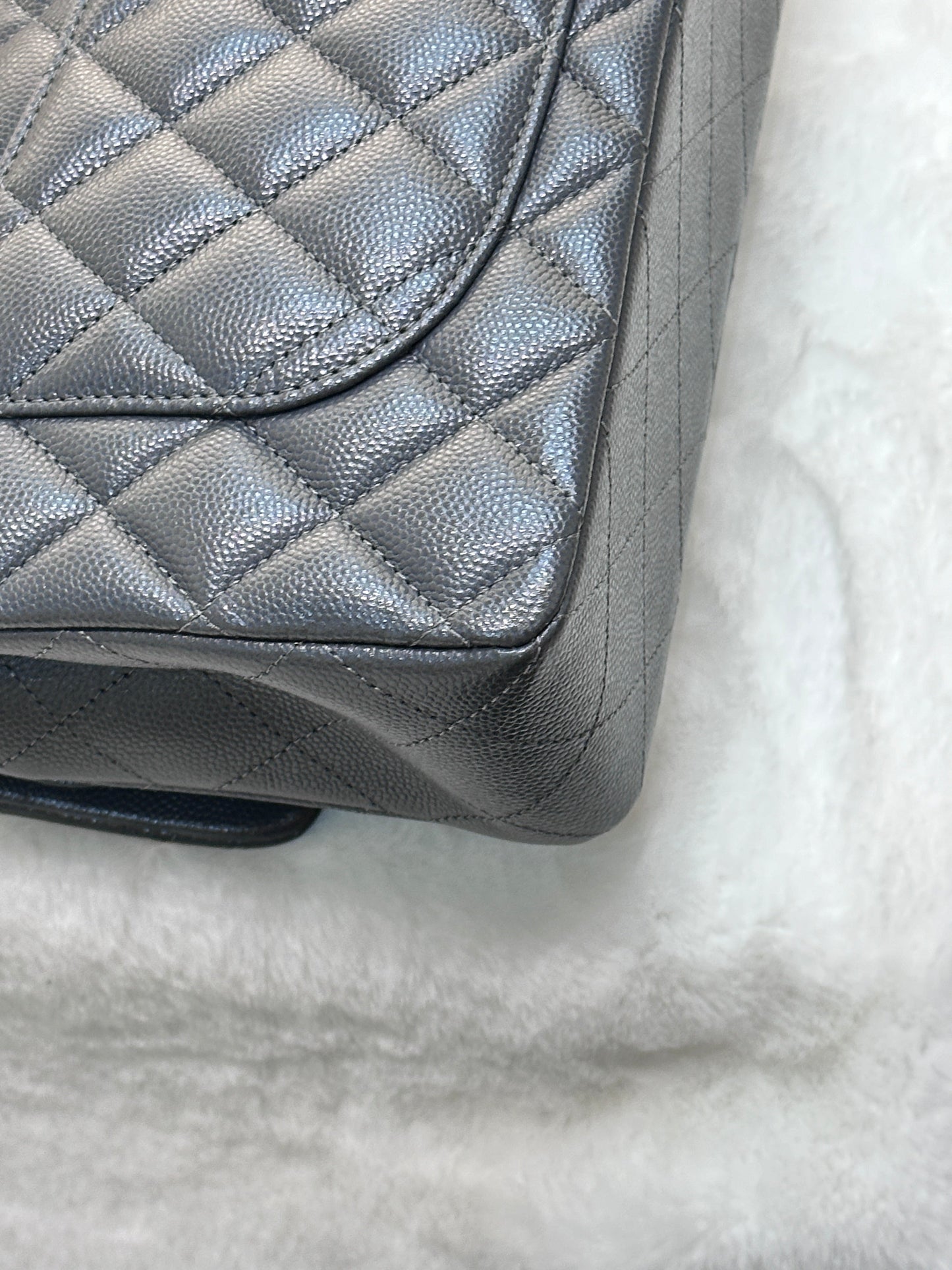 CHANEL Caviar Quilted Small Double Flap Dark Grey