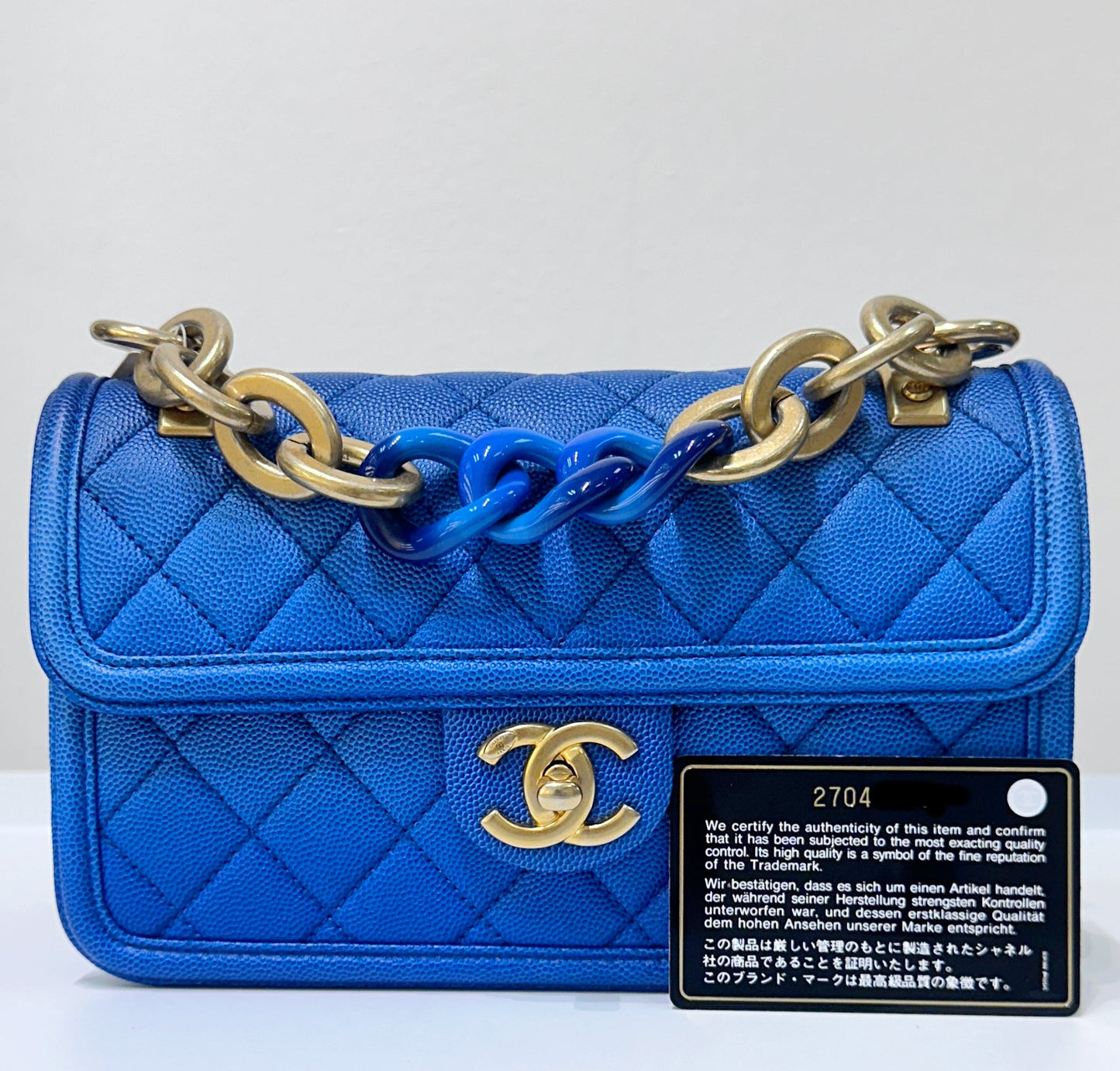 CHANEL Caviar Quilted Small Sunset On The Sea Flap Blue