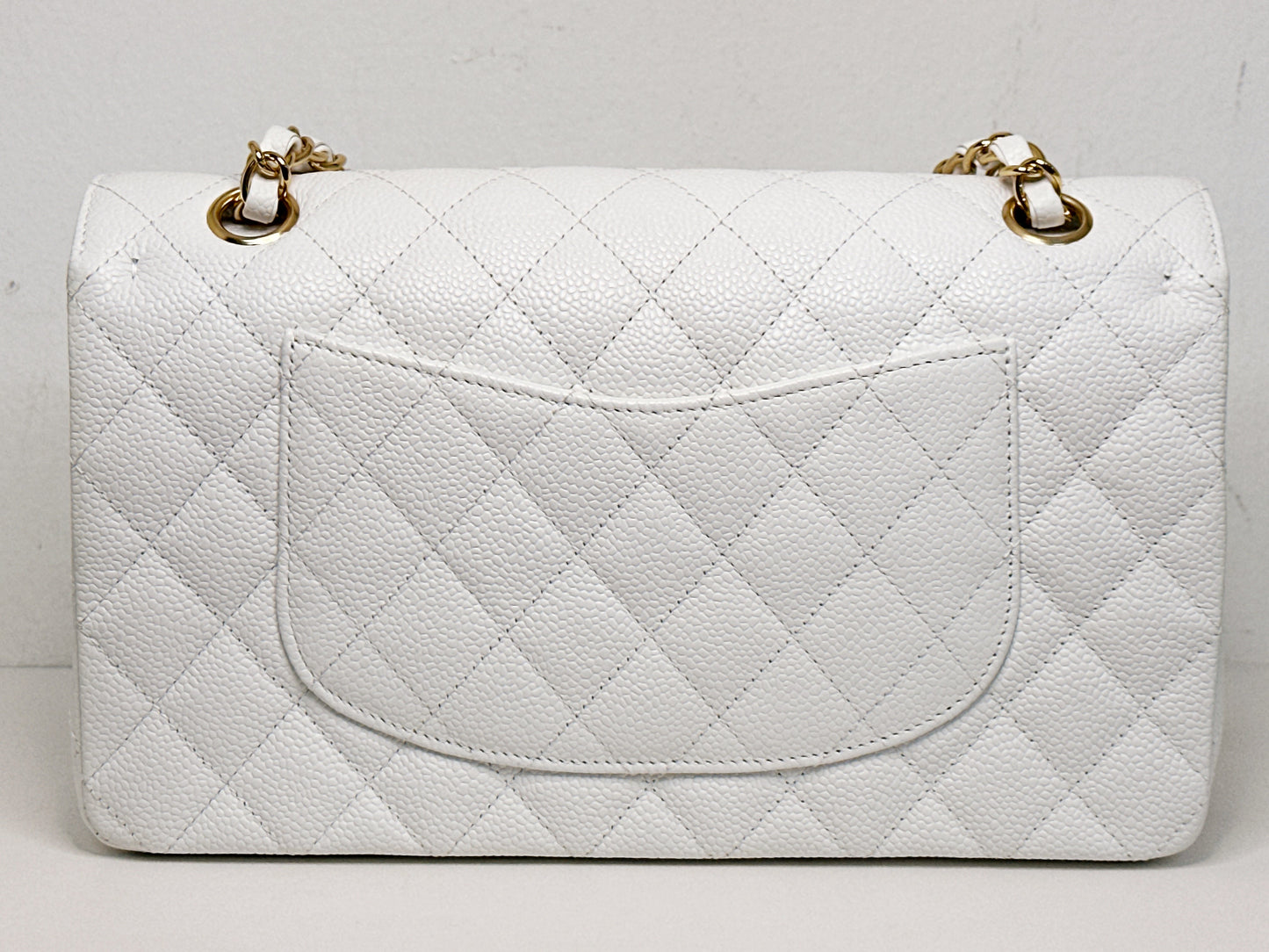 Chanel White Caviar Medium Classic Double Flap Bag 1350 holo card
