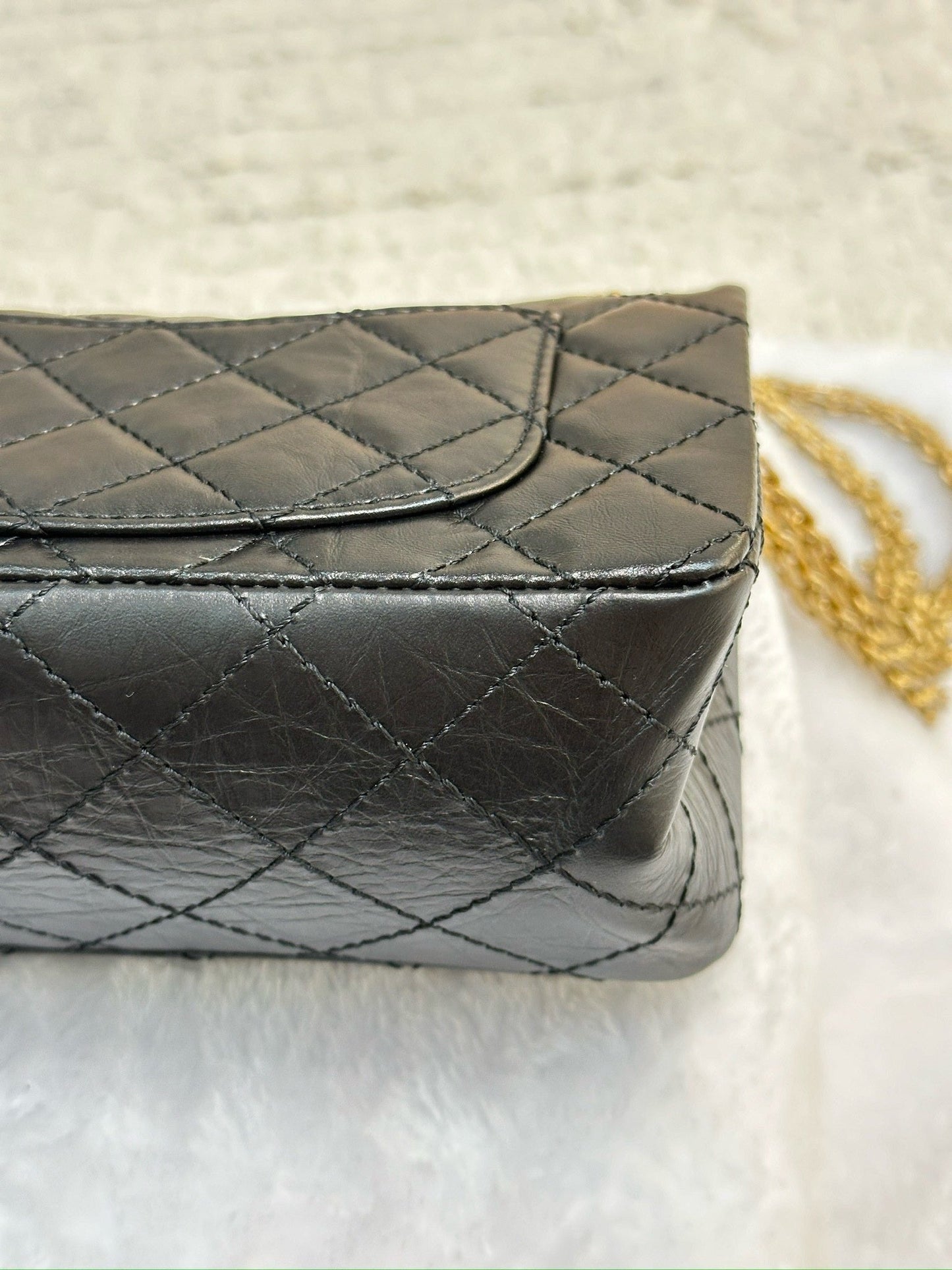 Chanel Mini Aged Calfskin Quilted 2.55 Reissue Flap Black Bag