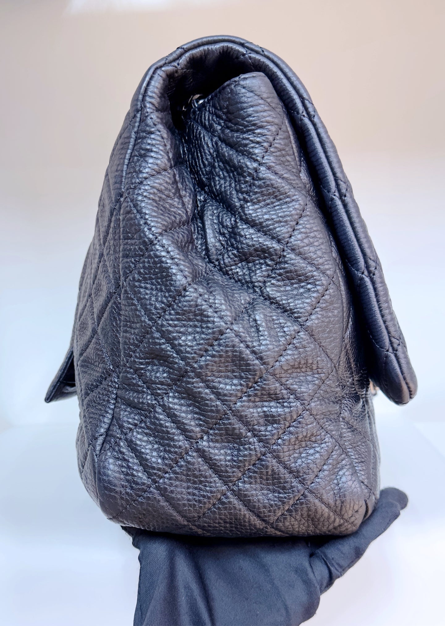 Chanel Calfskin Quilted XXL Travel Flap Bag Black 3038 holo card