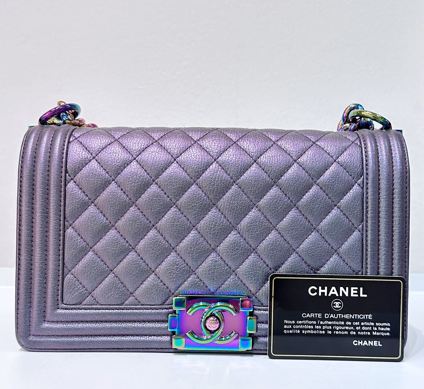Chanel LeBoy Bag Old Medium Calfskin Purple
