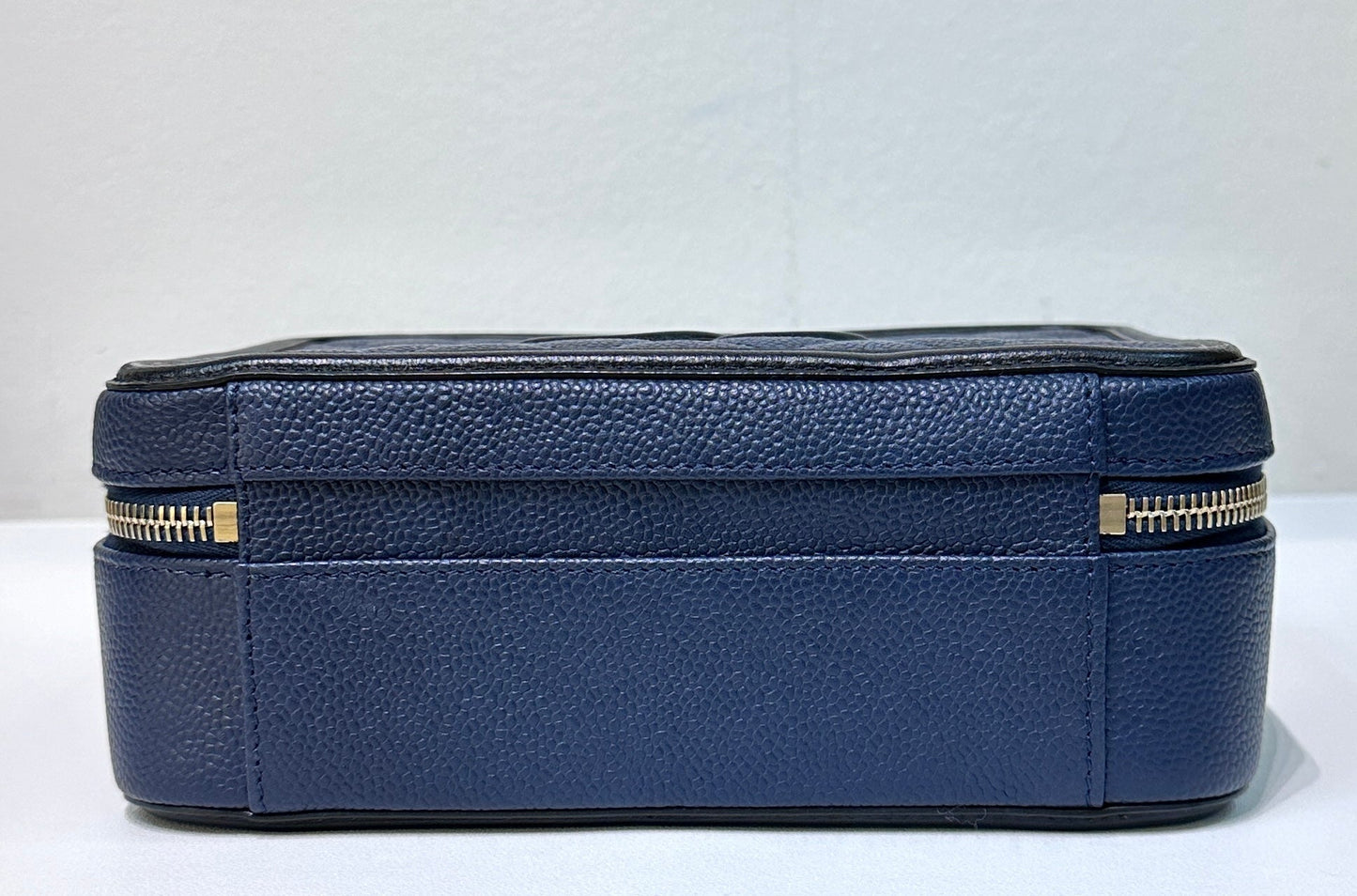Chanel Filigree Vanity Case Quilted Caviar Medium Blue