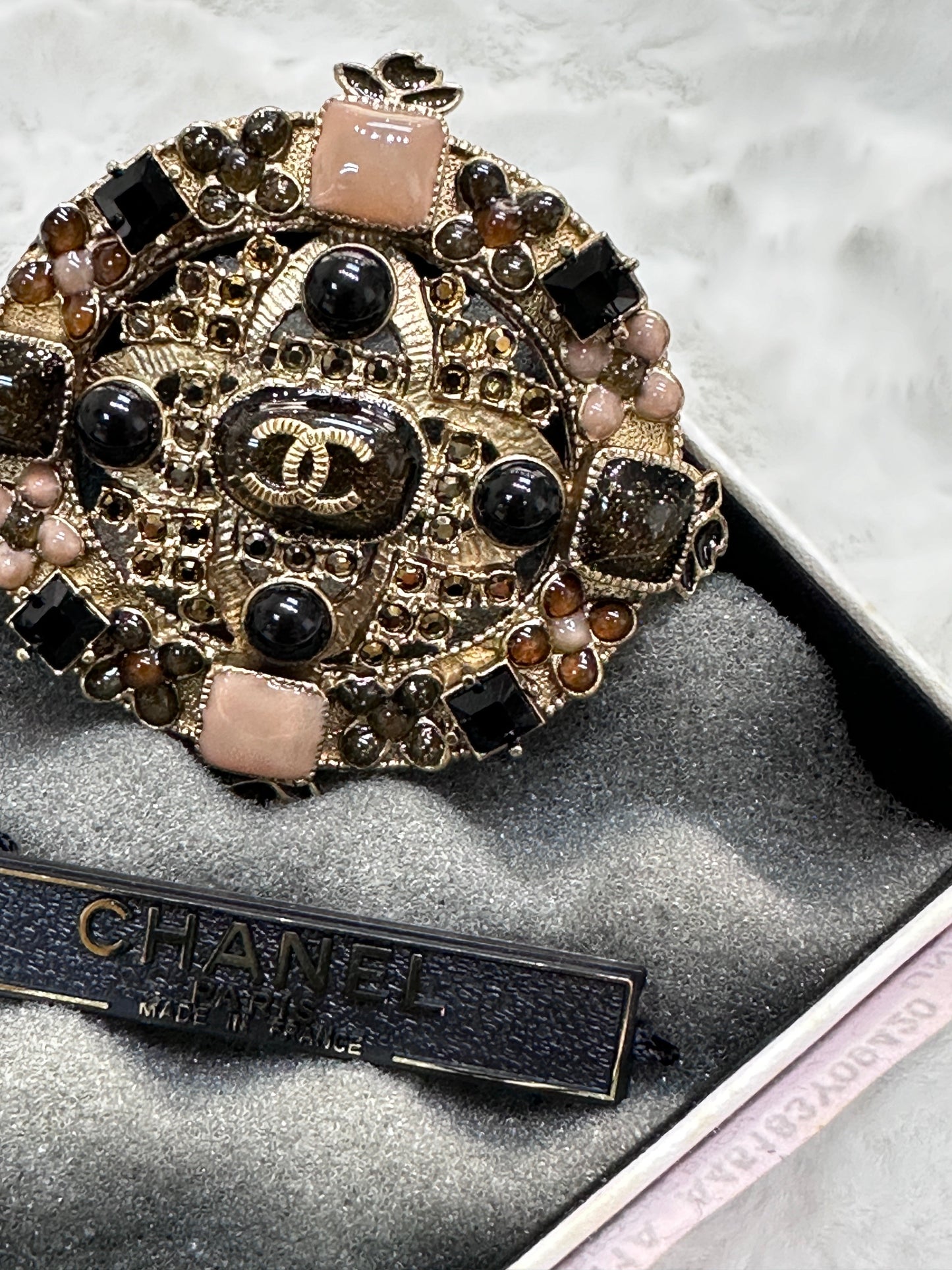 Chanel CC Cross Multi Color Crystal Gold Tone Brooch