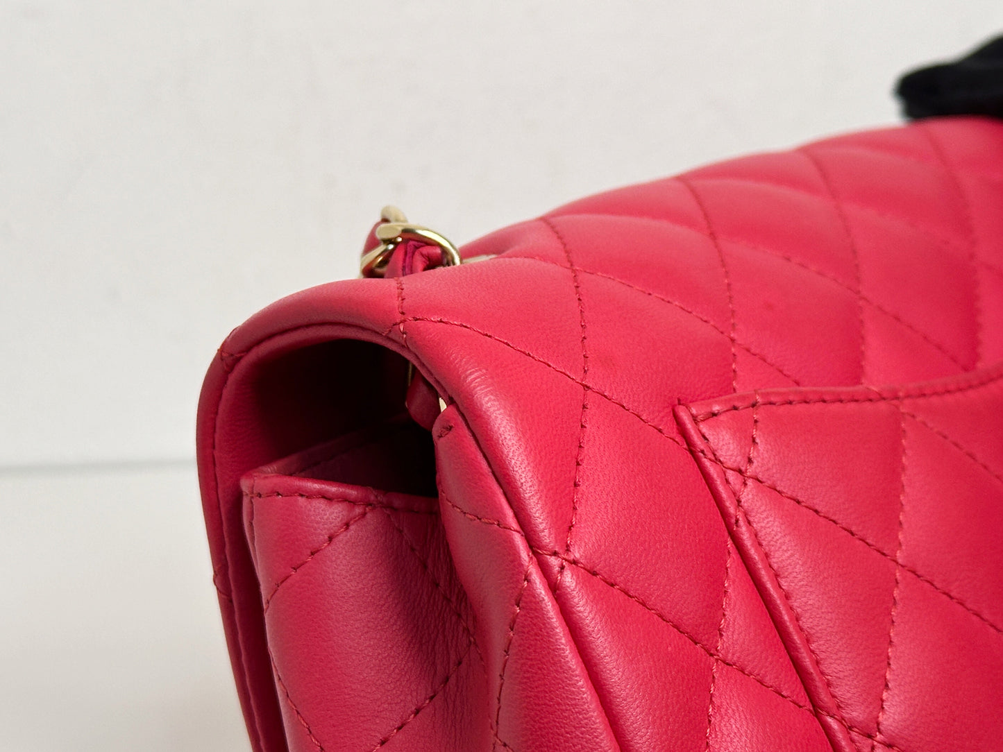 CHANEL Lambskin Quilted Mini Rectangular Flap Red 2491 holo card