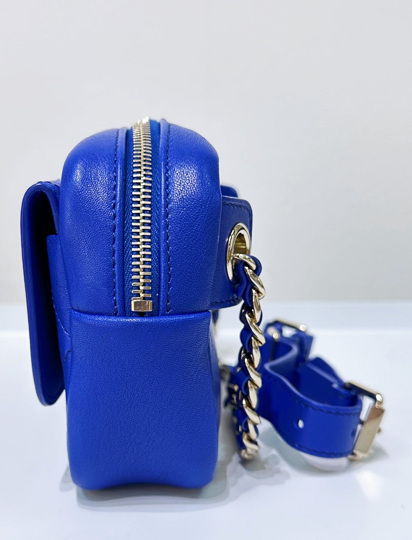 CHANEL Calfskin Casual Trip Waist Bag Blue