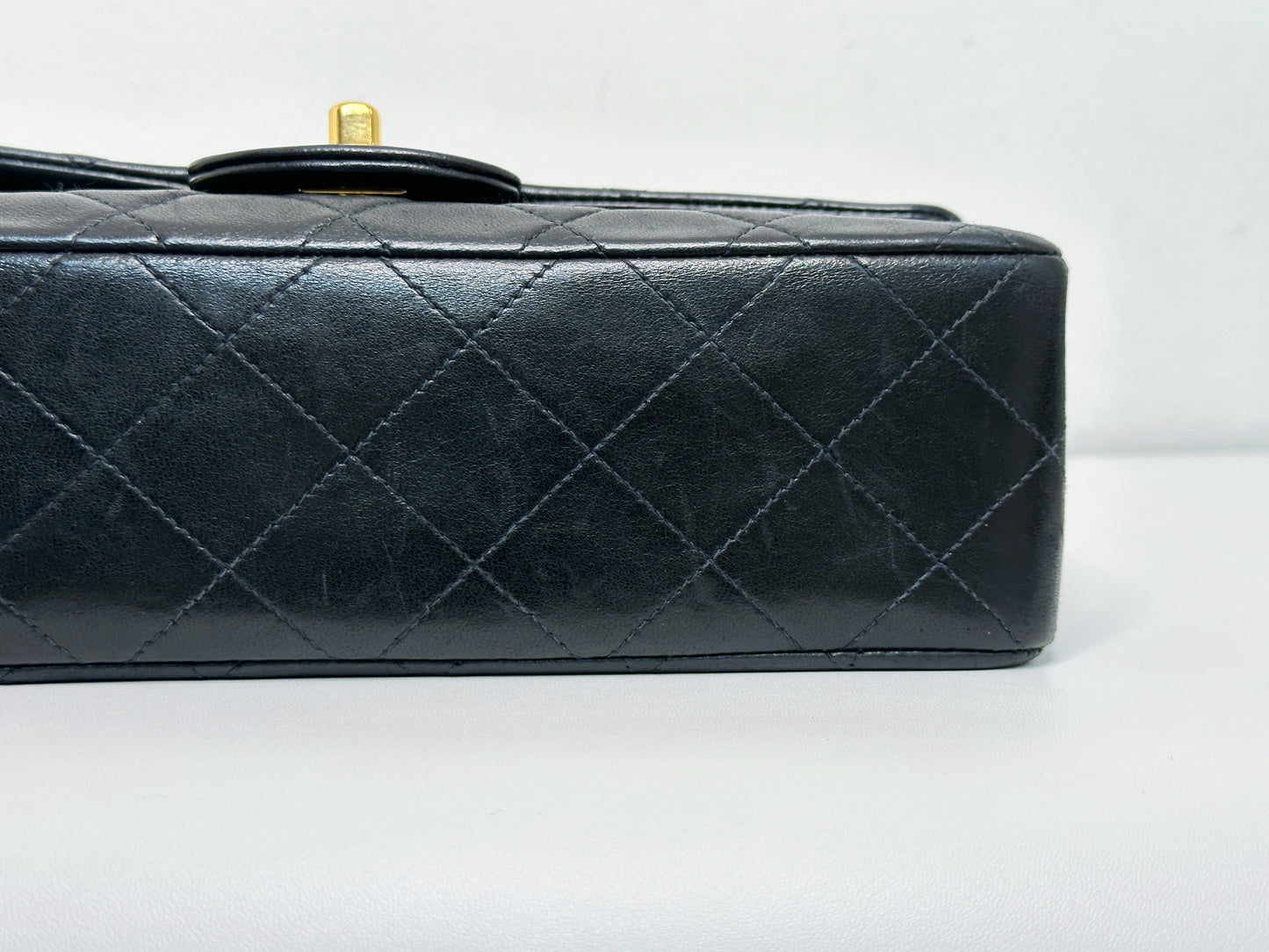 Chanel Vintage Black Quilted Lambskin Small Classic Double Flap Bag 4591 holo card