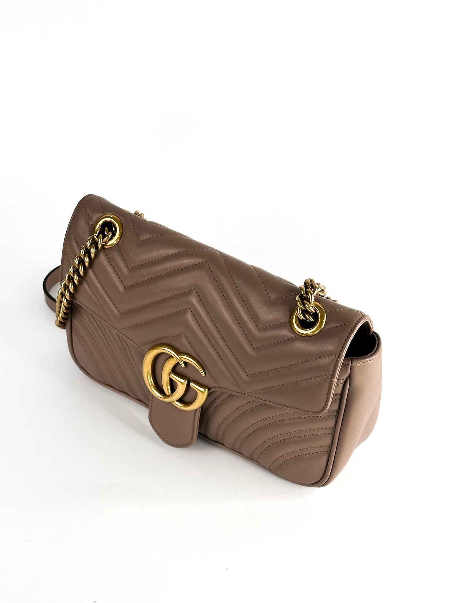 Gucci Calfskin Matelasse Small GG Marmont Shoulder Bag
