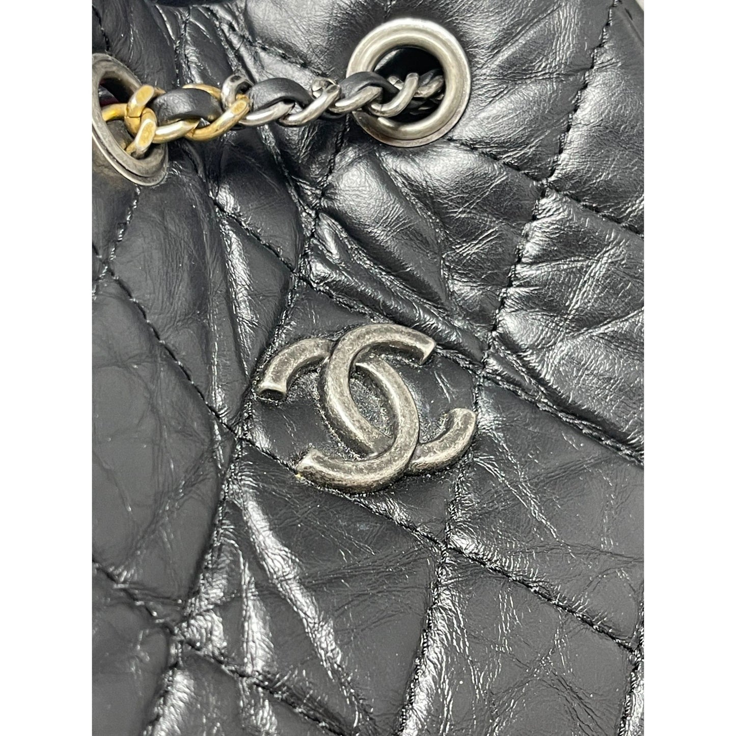 CHANEL Chanel Aged Calfskin Quilted Small Gabrielle Backpack Black - Black