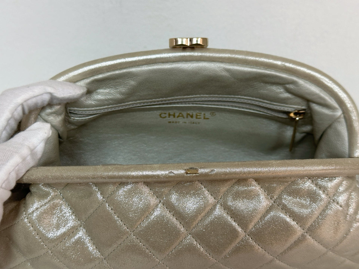 Chanel Timeless Clutch Bag shinny gold beige colour