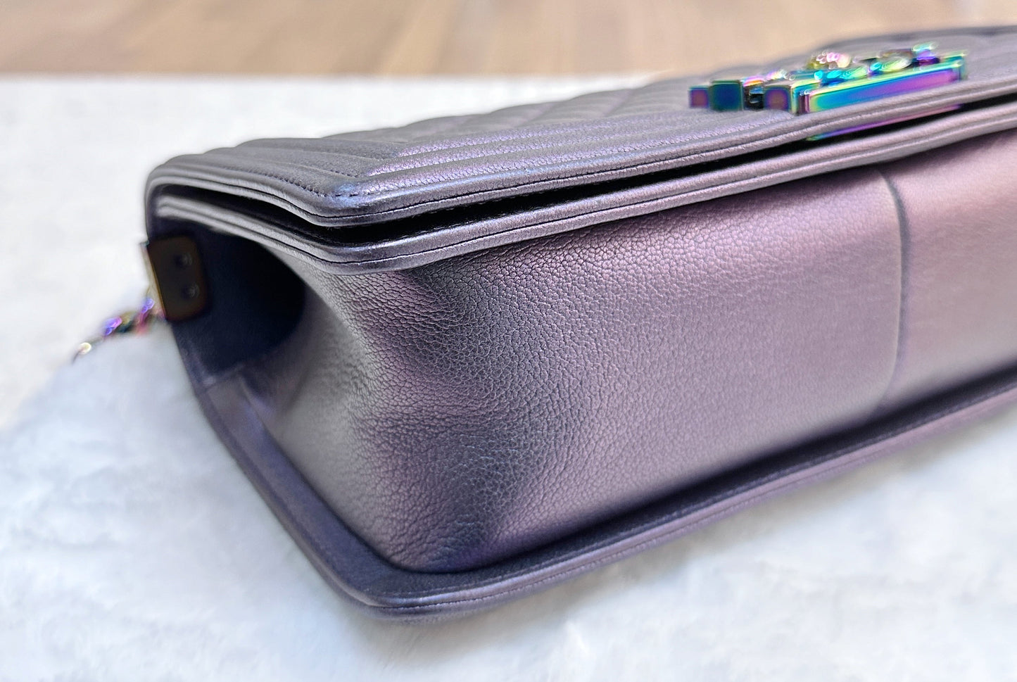 Chanel LeBoy Bag Old Medium Calfskin Purple