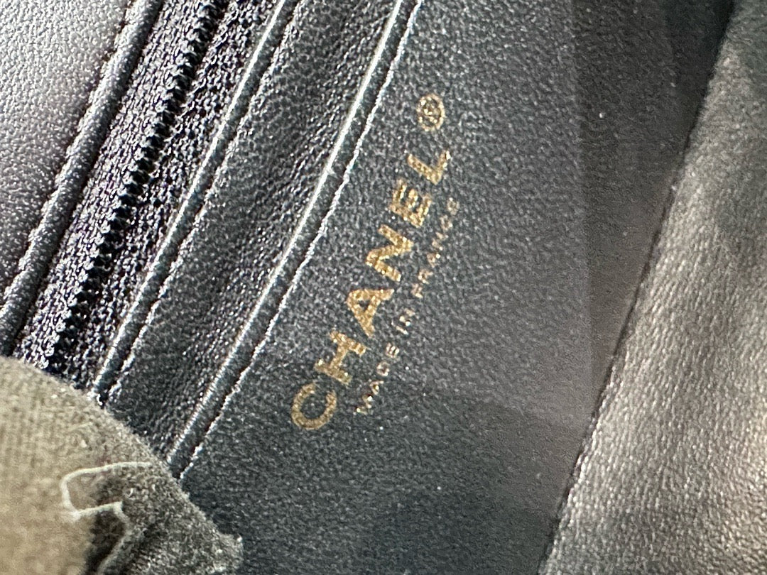 Chanel Mini Rectangular Lambskin Quilted Studded Flap Black