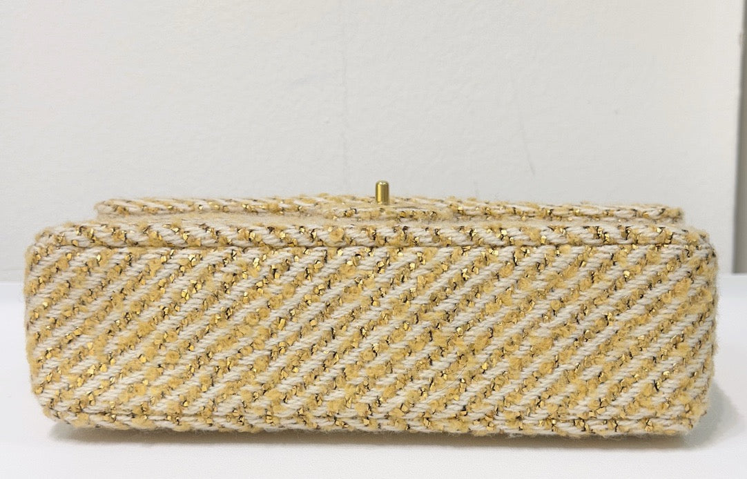 Chanel Medium Gold Tweed Single Flap Bag