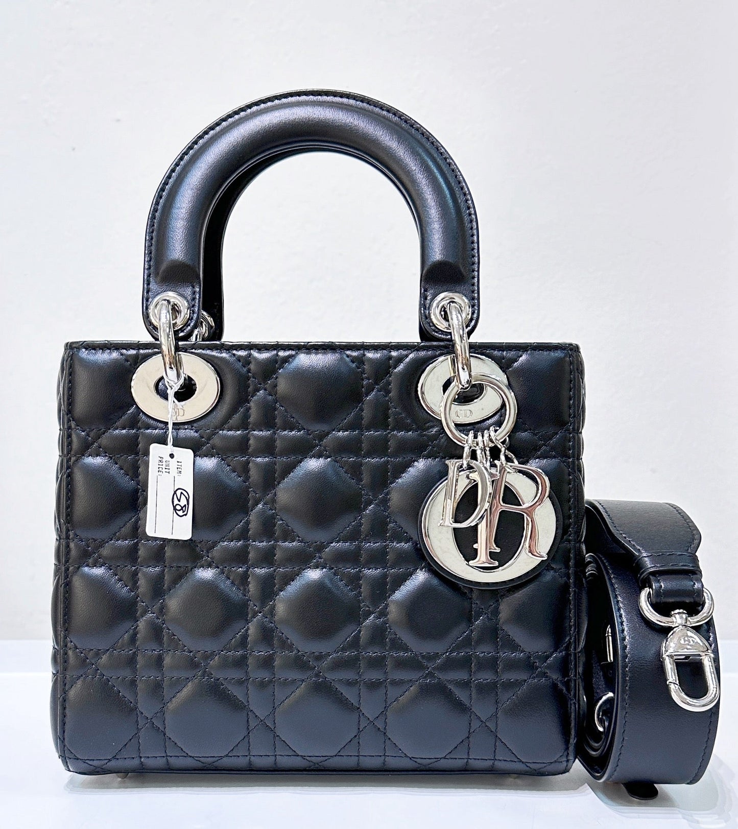 CHRISTIAN DIOR Lambskin Cannage Small My ABCDior Lady Dior Black SHW