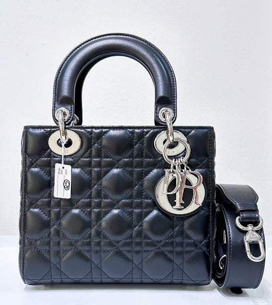 CHRISTIAN DIOR Lambskin Cannage Small My ABCDior Lady Dior Black SHW