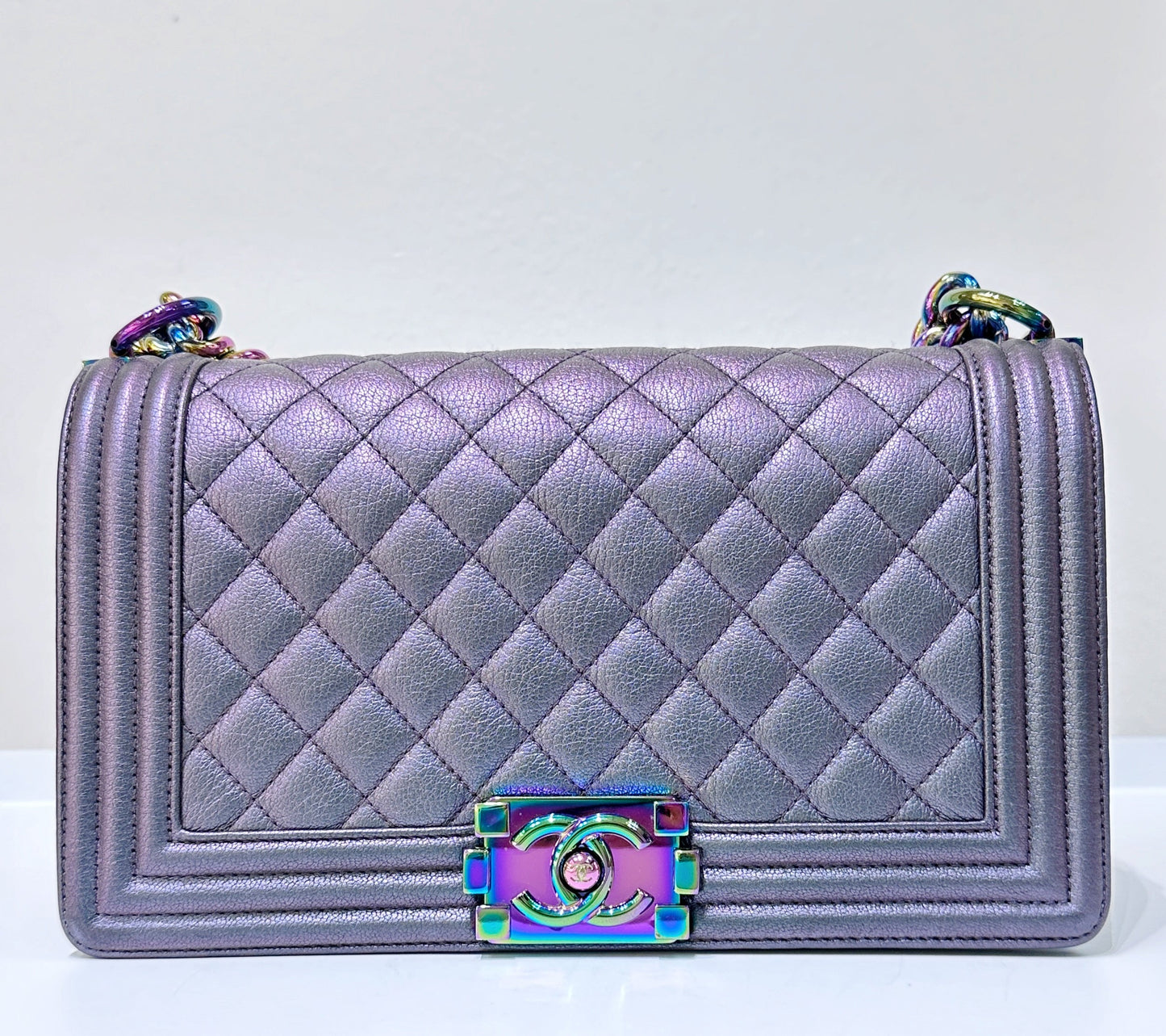 Chanel LeBoy Bag Old Medium Calfskin Purple