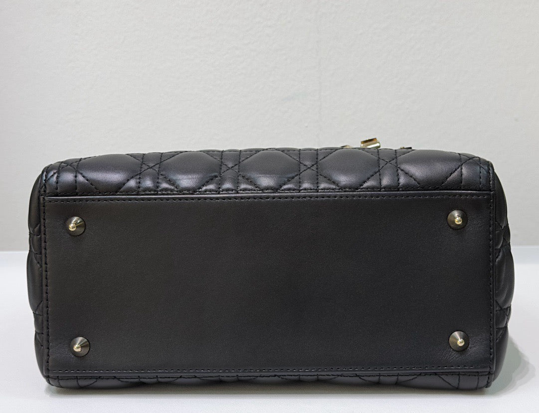 Christian Dior Lambskin Cannage Medium Lady Dior Black GHW