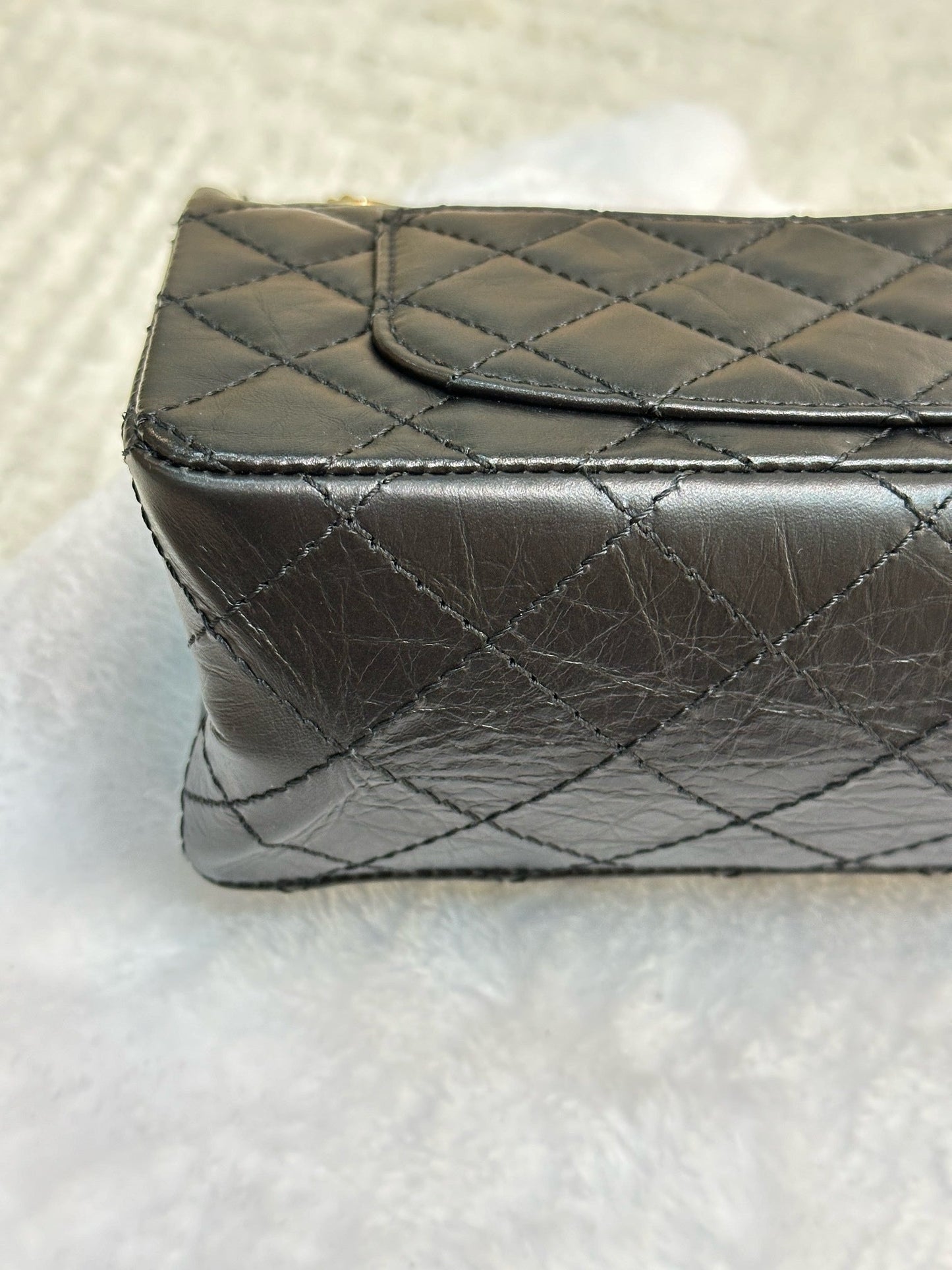 Chanel Mini Aged Calfskin Quilted 2.55 Reissue Flap Black Bag
