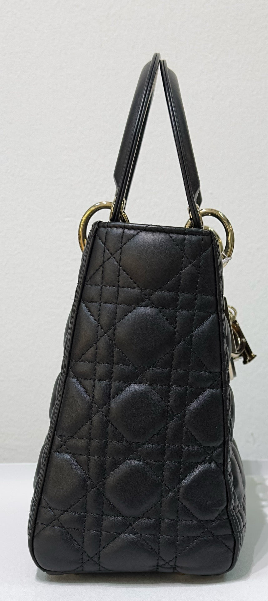 Christian Dior Lambskin Cannage Medium Lady Dior Black GHW