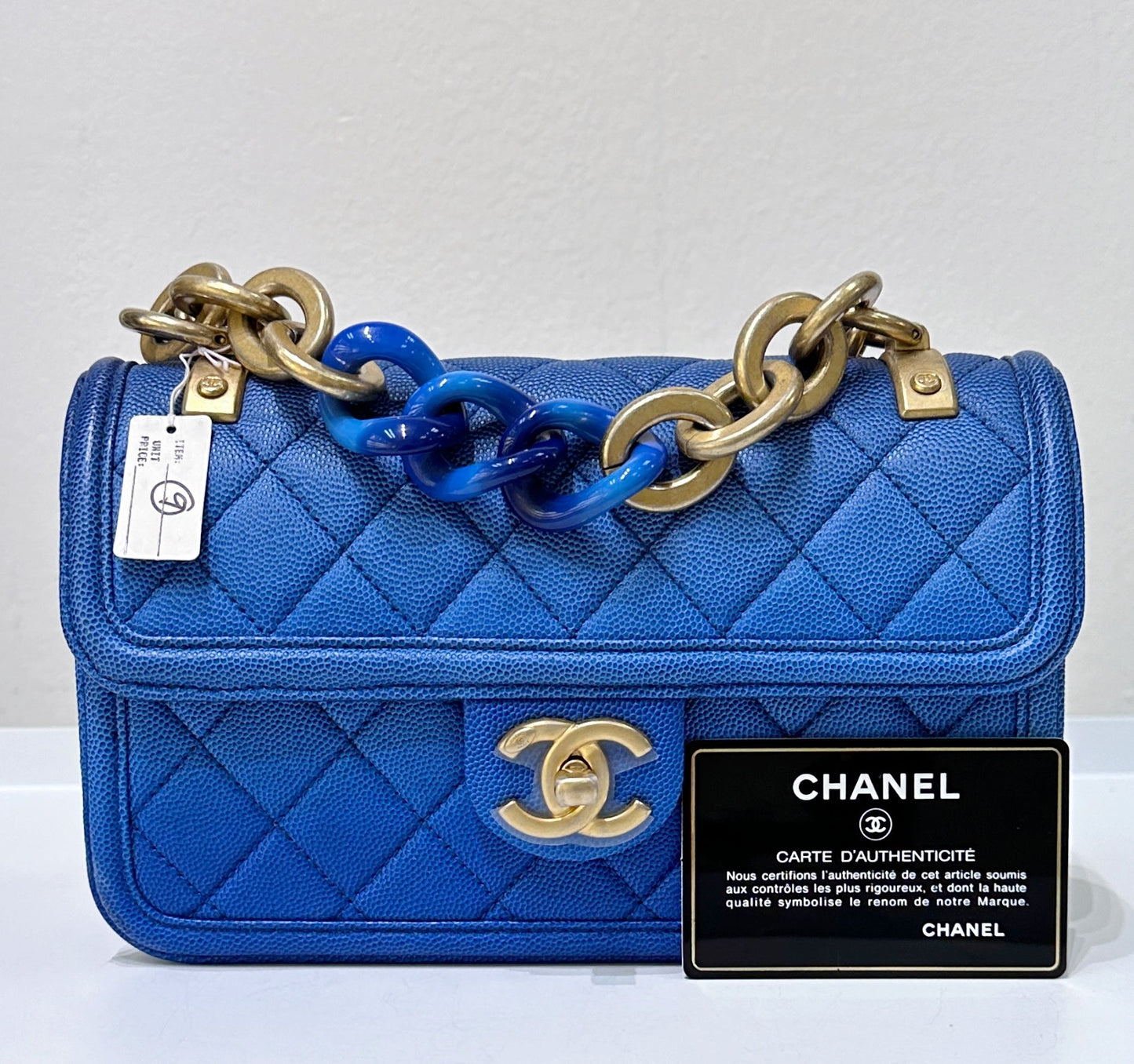 CHANEL Caviar Quilted Small Sunset On The Sea Flap Blue