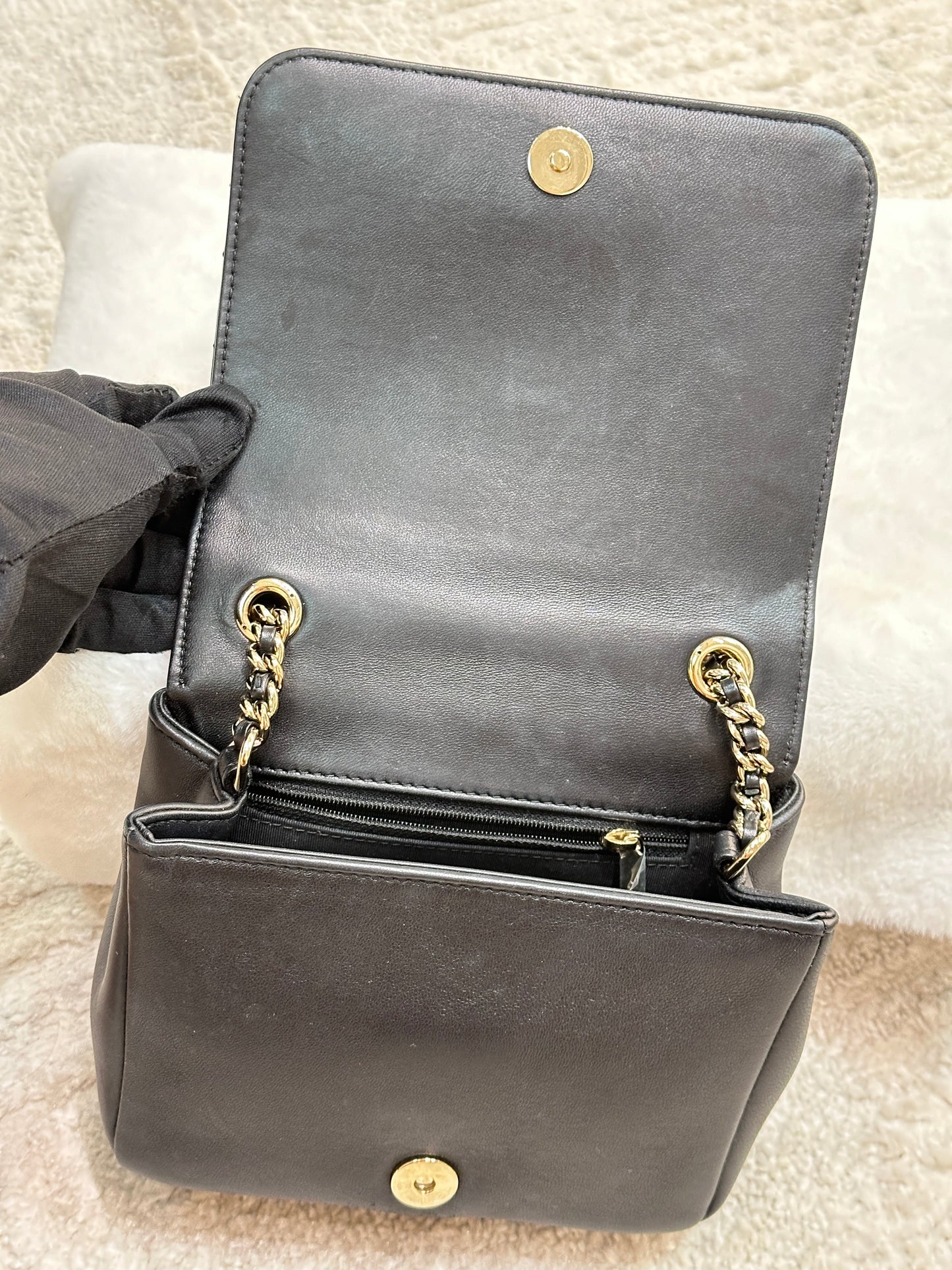 CHANEL Lambskin Quilted Studded Beauty Begins Flap Black