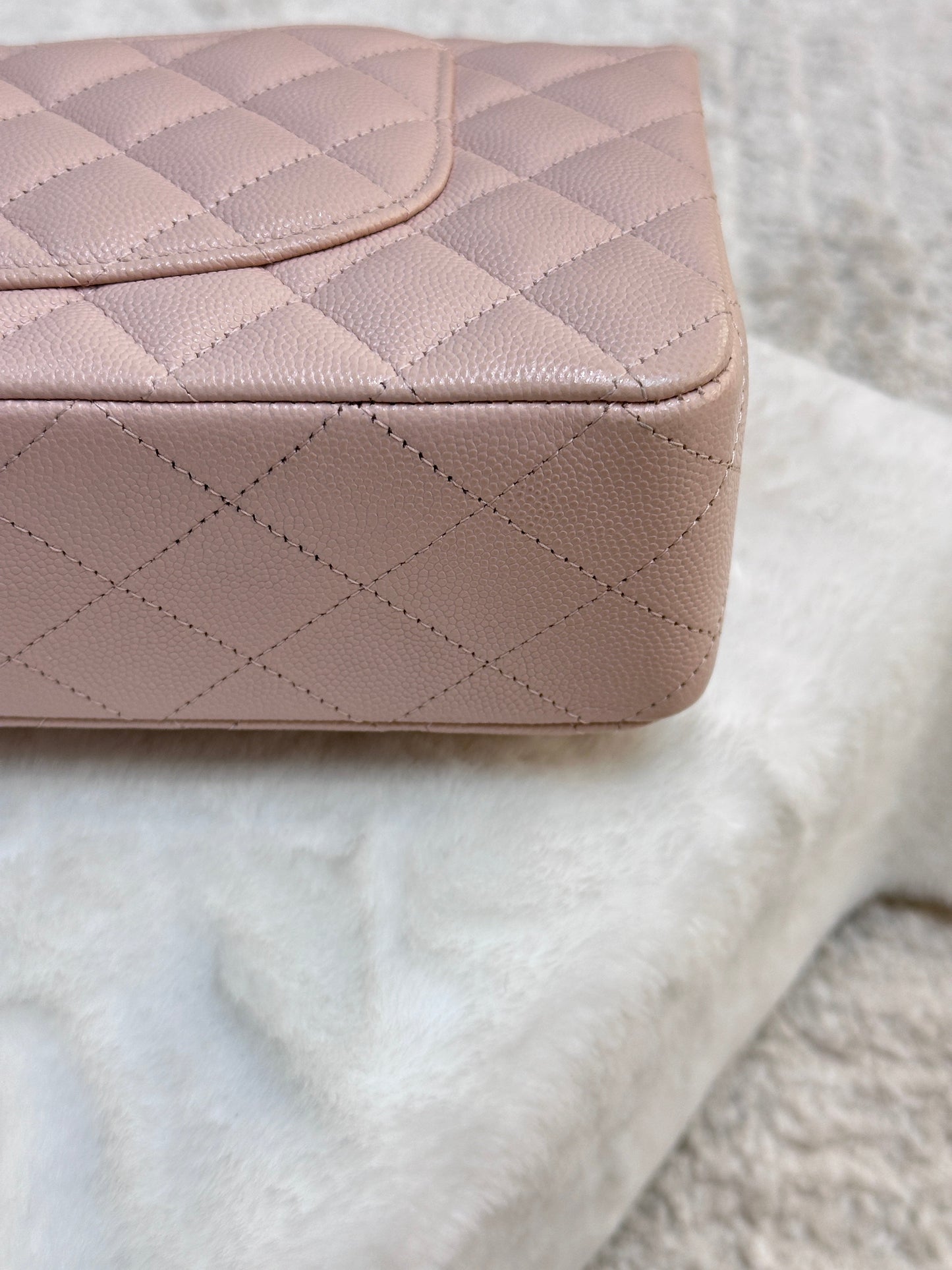 Chanel Medium Caviar Quilted Double Flap Light Pink 21C