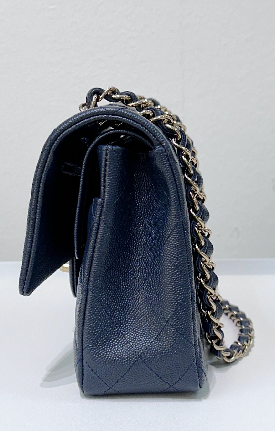 CHANEL Caviar Quilted Medium Double Flap 18B Navy