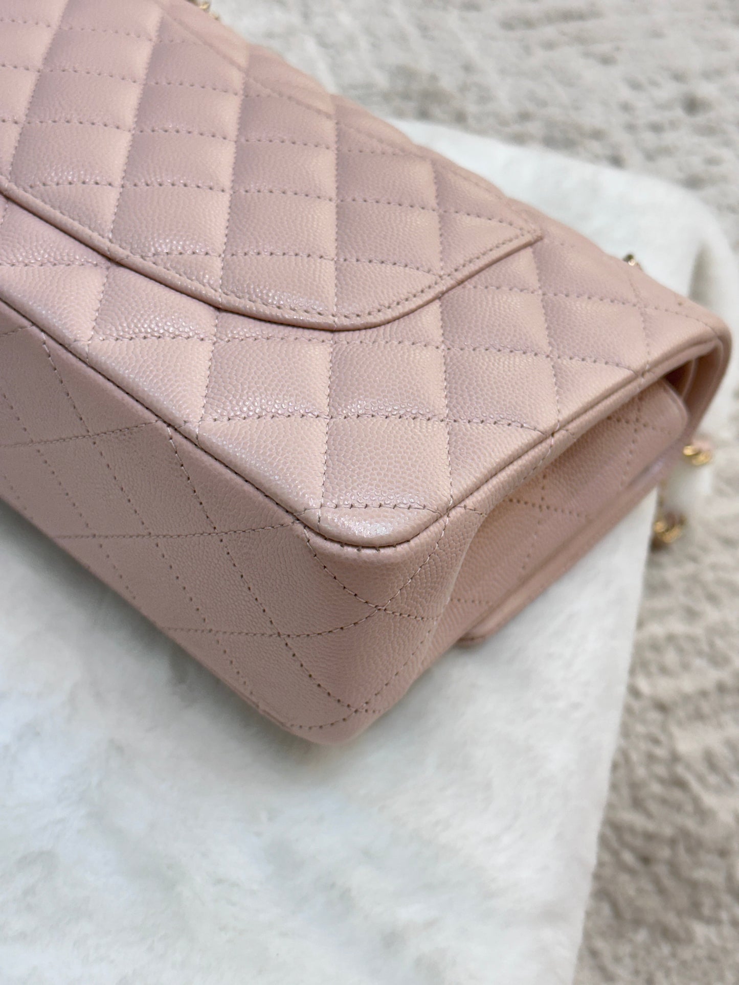 Chanel Medium Caviar Quilted Double Flap Light Pink 21C