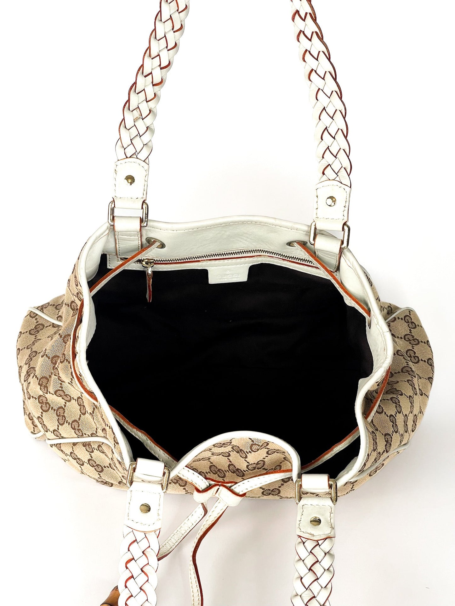 Gucci Monogram Peggy Braided Tote Off White