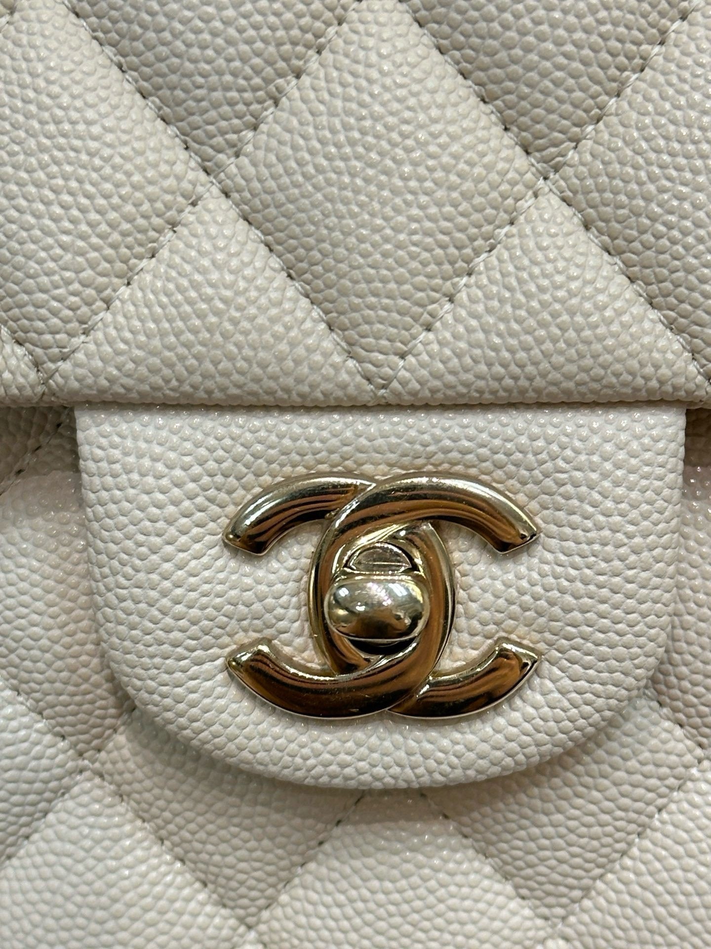 Chanel Small Classic Quilted Double Flap Ivory Light Beige 20C LGHW