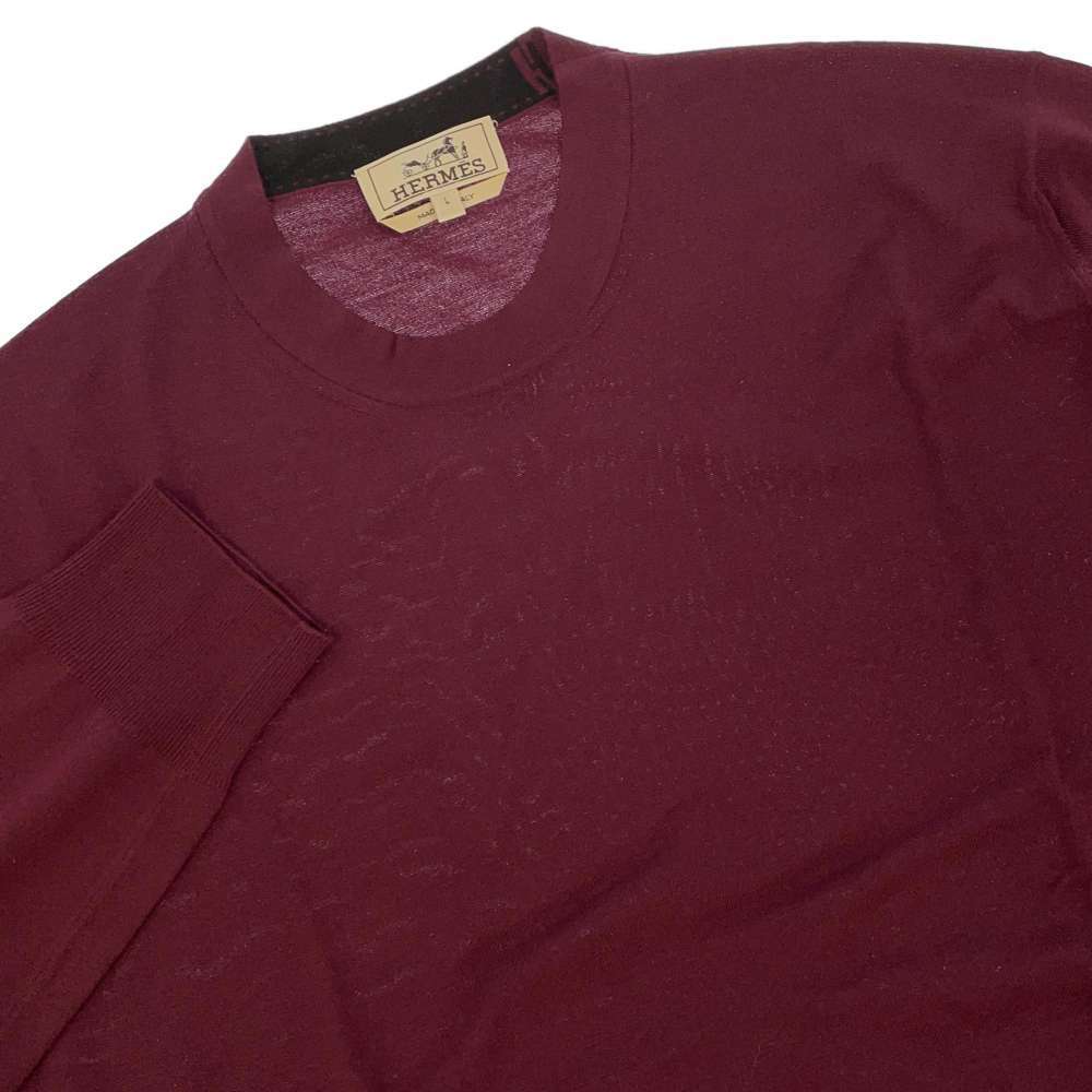 HERMES Knit sweater Size L Bordeaux Wool 100%