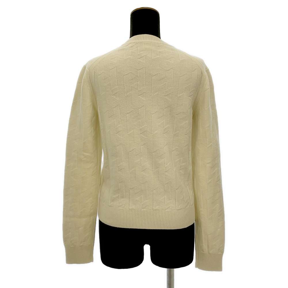 HERMES Long sleeve knit "H" motif Size 38 Blanc Naturel Wool 100%